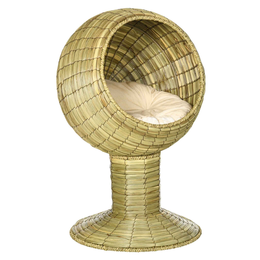 Natural mat grass raised cat bed