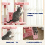 Pink cat tree features