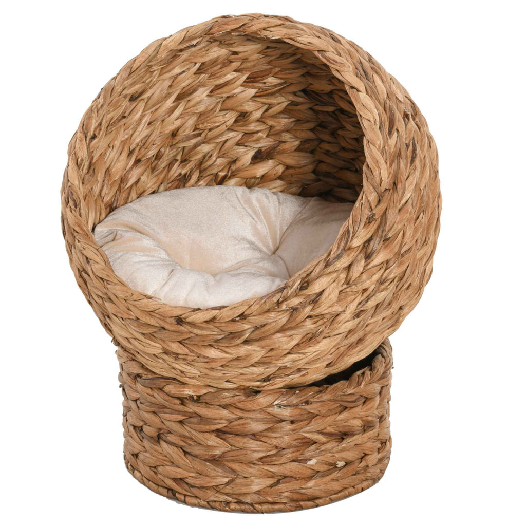 Raised wicker cat bed