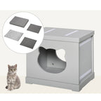 Removable cushions on grey wooden cat cave