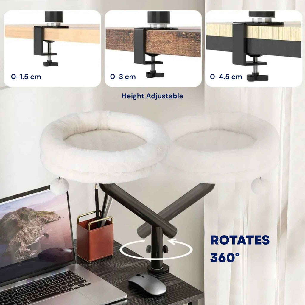 Rotating clamp for desk bed