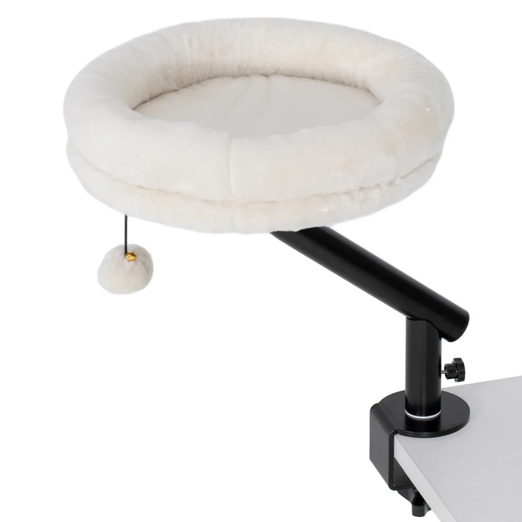Round white cat desk bed