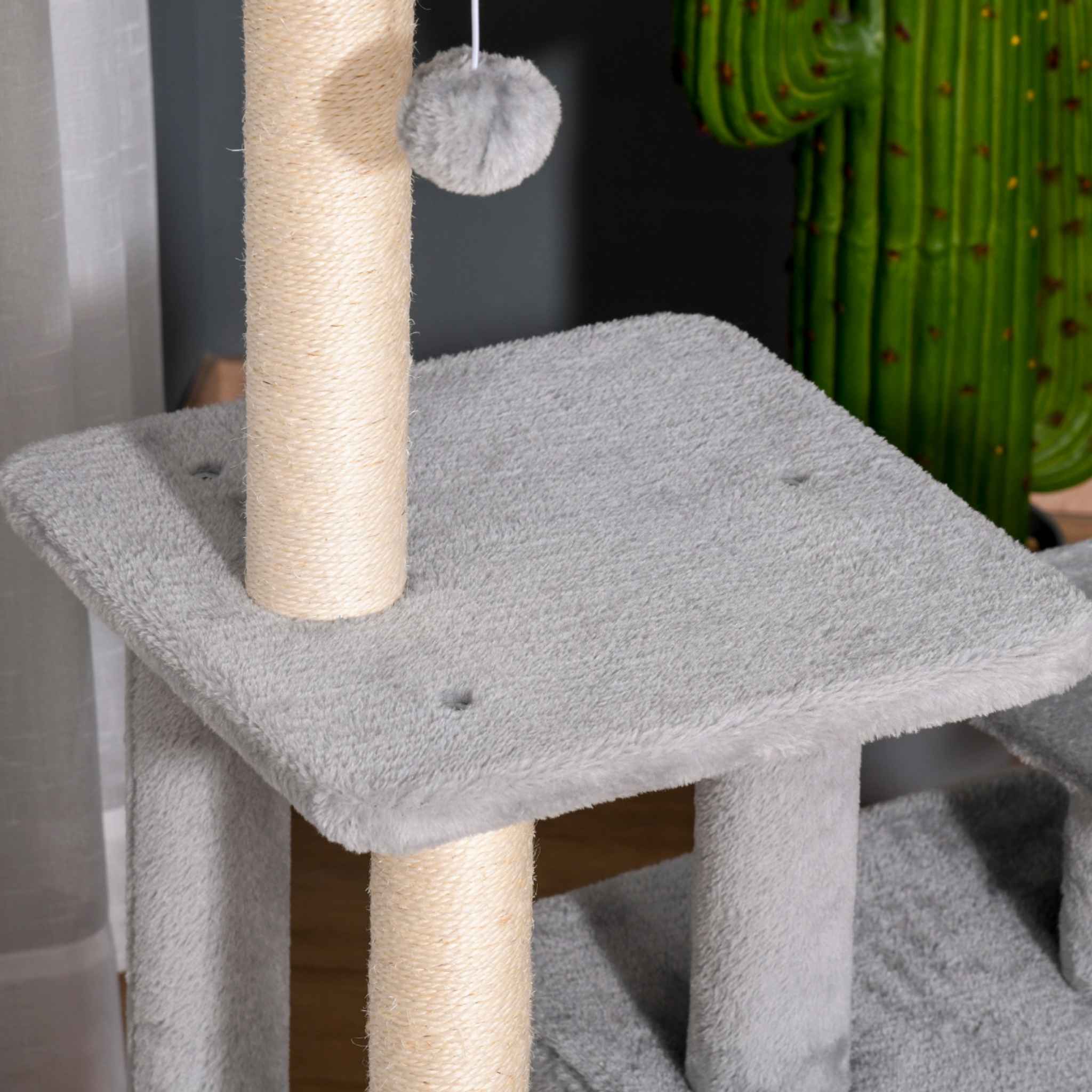 Sisal rope post on second level of cat tree