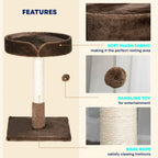 Small brown fabric cat tree features
