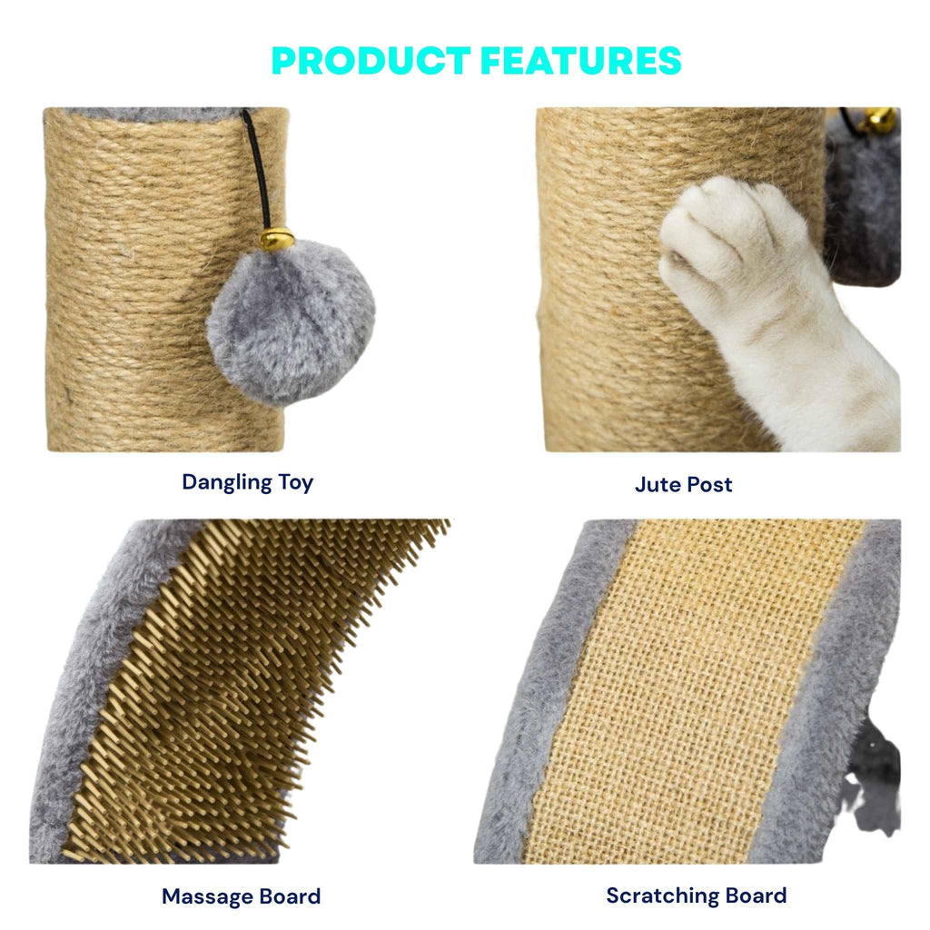 Small cat scratching post features