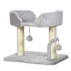 Small grey cat tree with sisal rope scratching posts