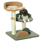 Small kitten tree tower 52cm tall multi-colour plush fabric sisal rope