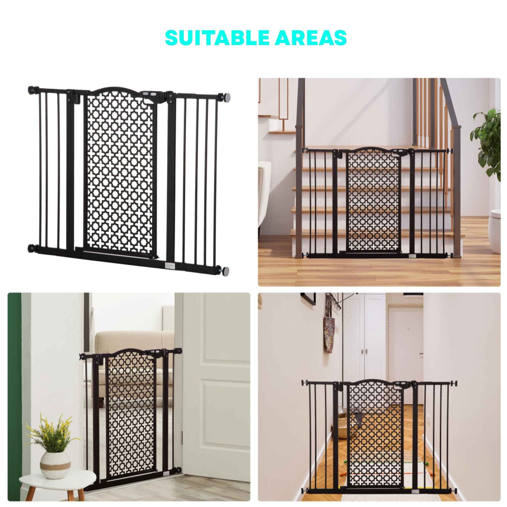 Suitable areas for wide decorative black pet gate