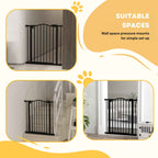 Suitable spaces for narrow 74–80cm x 78cm black dog barrier