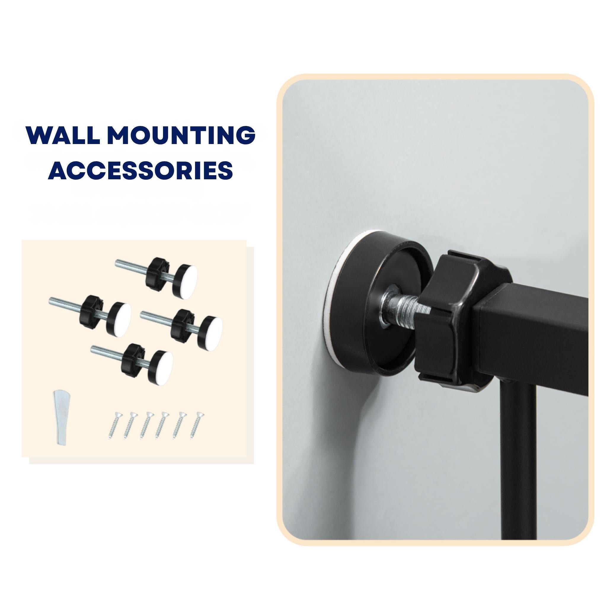 Tall black dog gate wall mounting accessories
