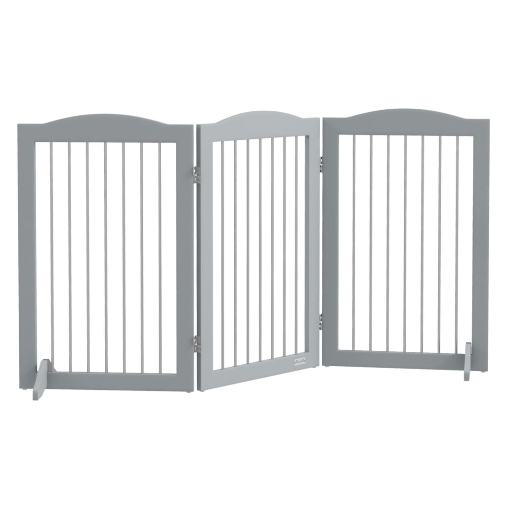 Tall freestanding pet gate 3 grey panels 154cm x 80cm