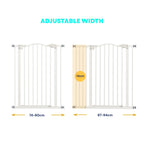 Tall white pet gate 74cm-94cm adjustable width