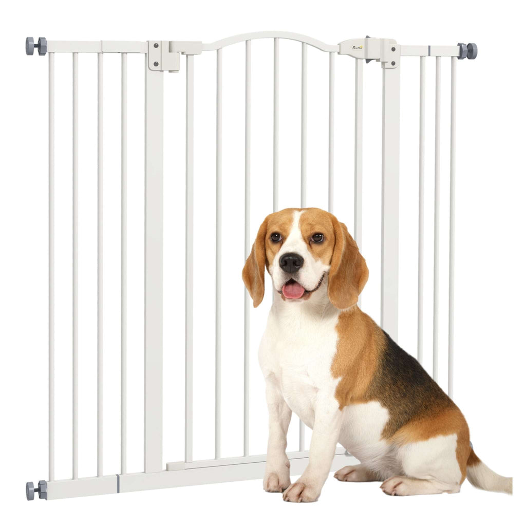 Tall wide white pet gate 74–100cm x 94cm