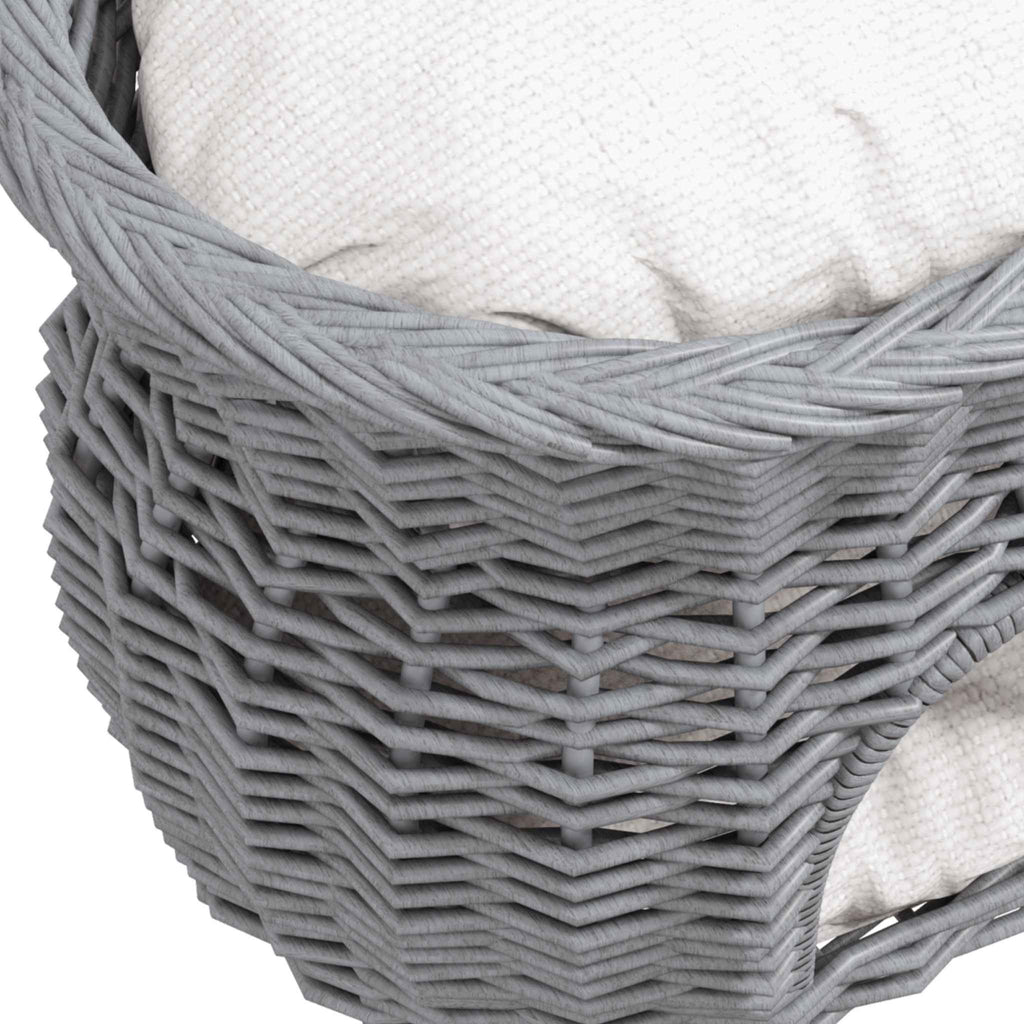Top perch of grey wicker bed