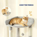 Top perch on large grey cat tree