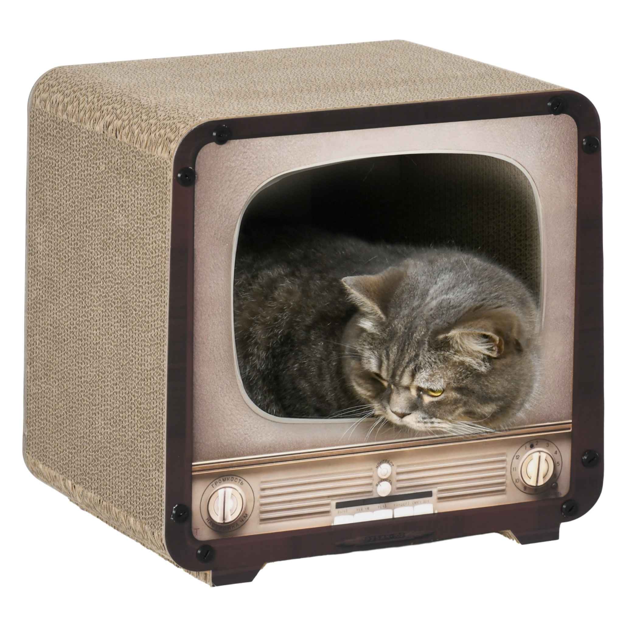 TV shaped corrugated cardboard cat scratcher