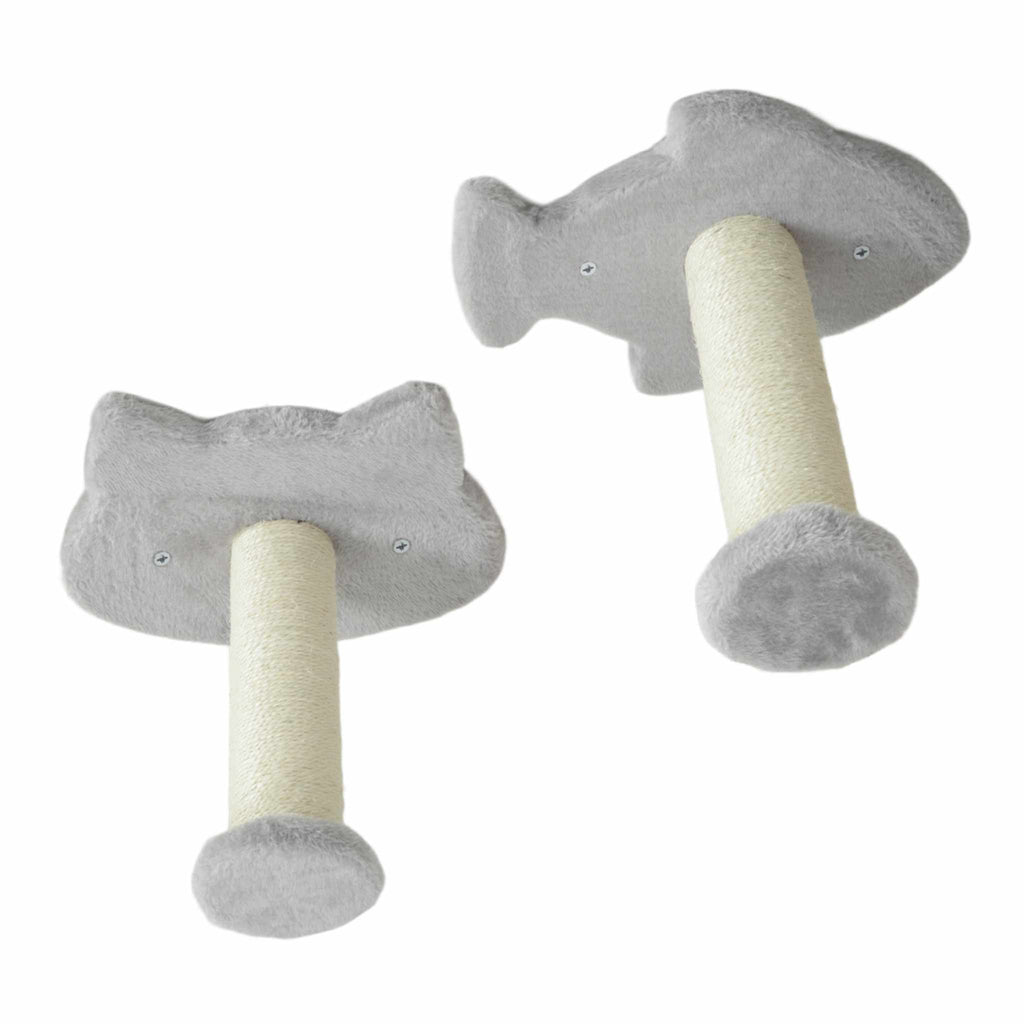 Two wall mounted sisal rope cat scratchers