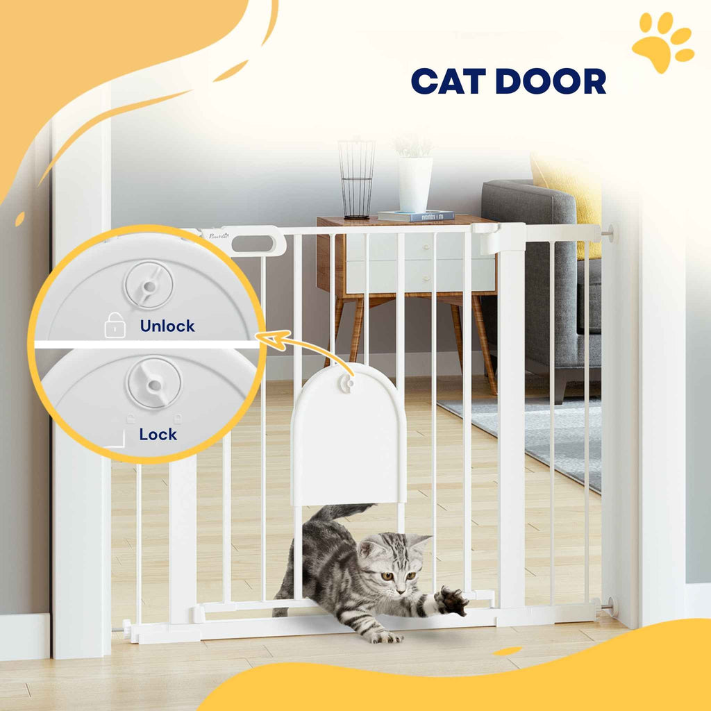 White cat door locking mechanism