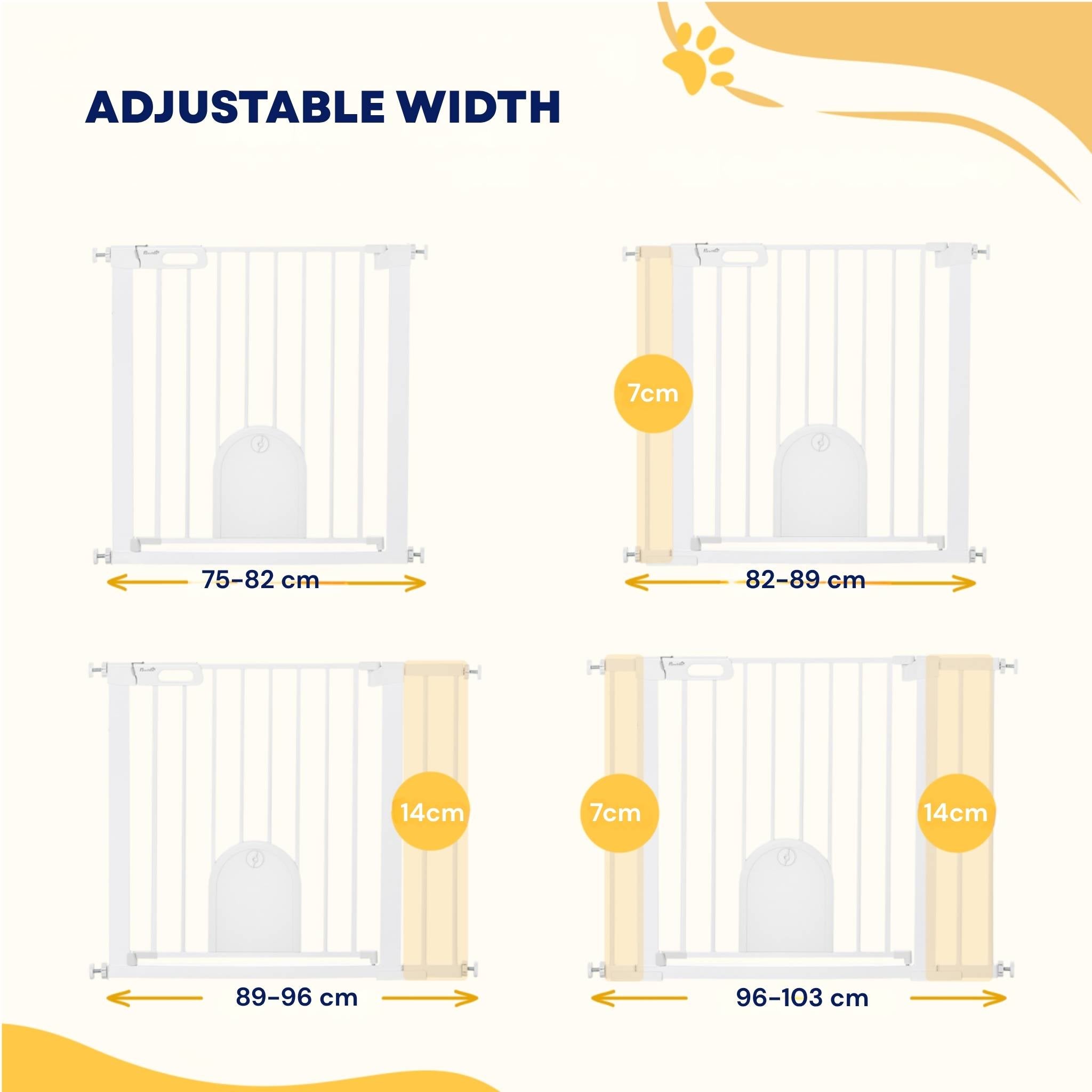 White dog barrier adjustable width combinations