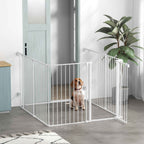 White dog pen in hallway
