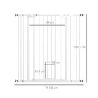 White extra tall pet gate with cat gate 74-101cm x 104cm dimensions