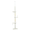White fabric floor to ceiling cat tree