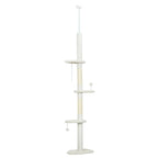 White fabric floor to ceiling cat tree
