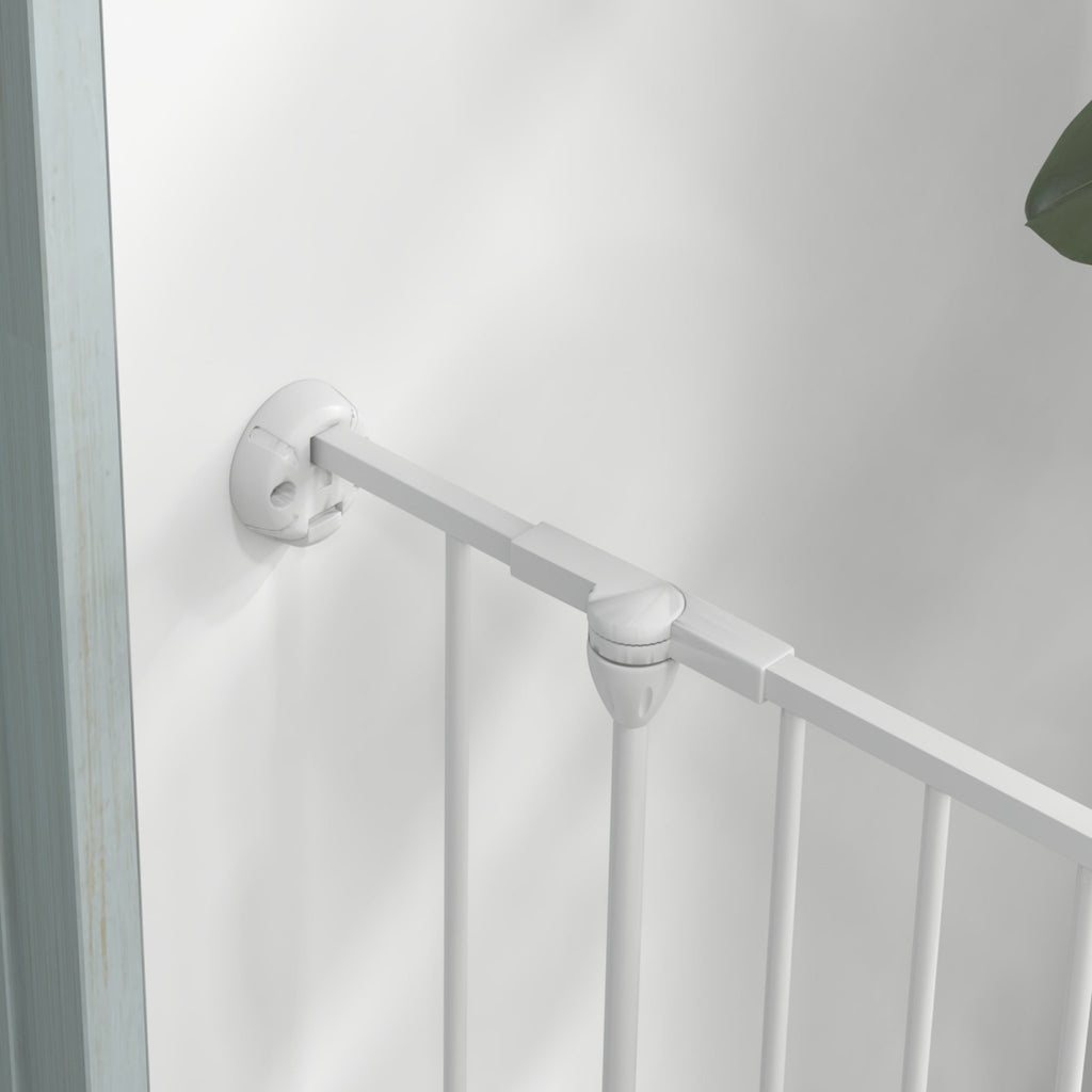 White metal dog pen wall fixings