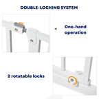 White metal pet gate locking mechanism