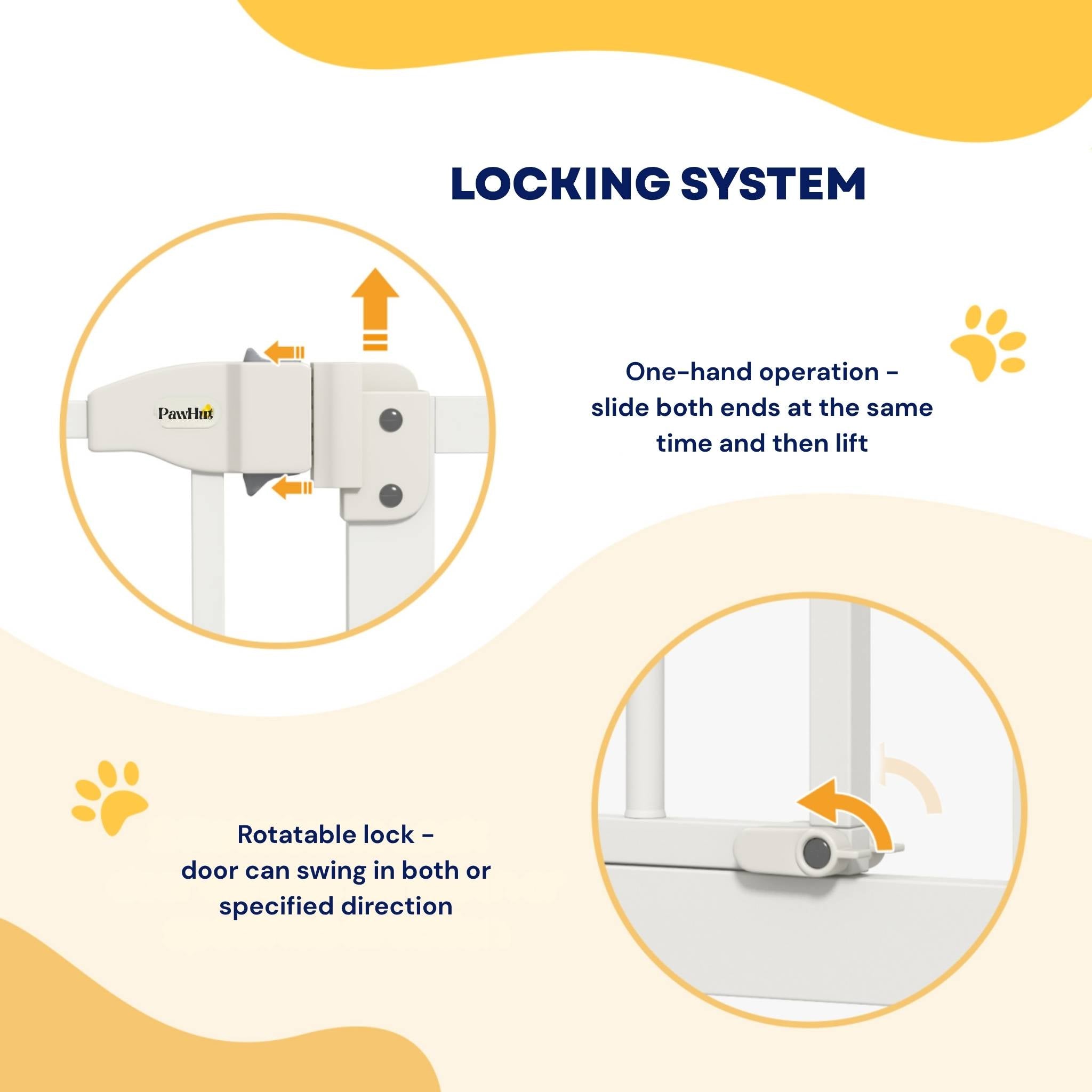 White pet gate locking system