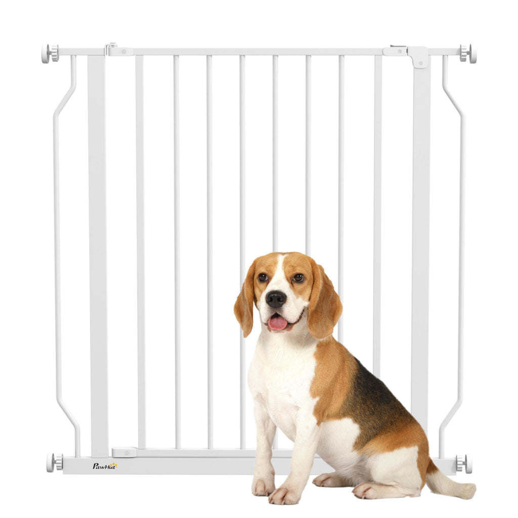 White pressure fit metal dog barrier 75-85cm x 76cm
