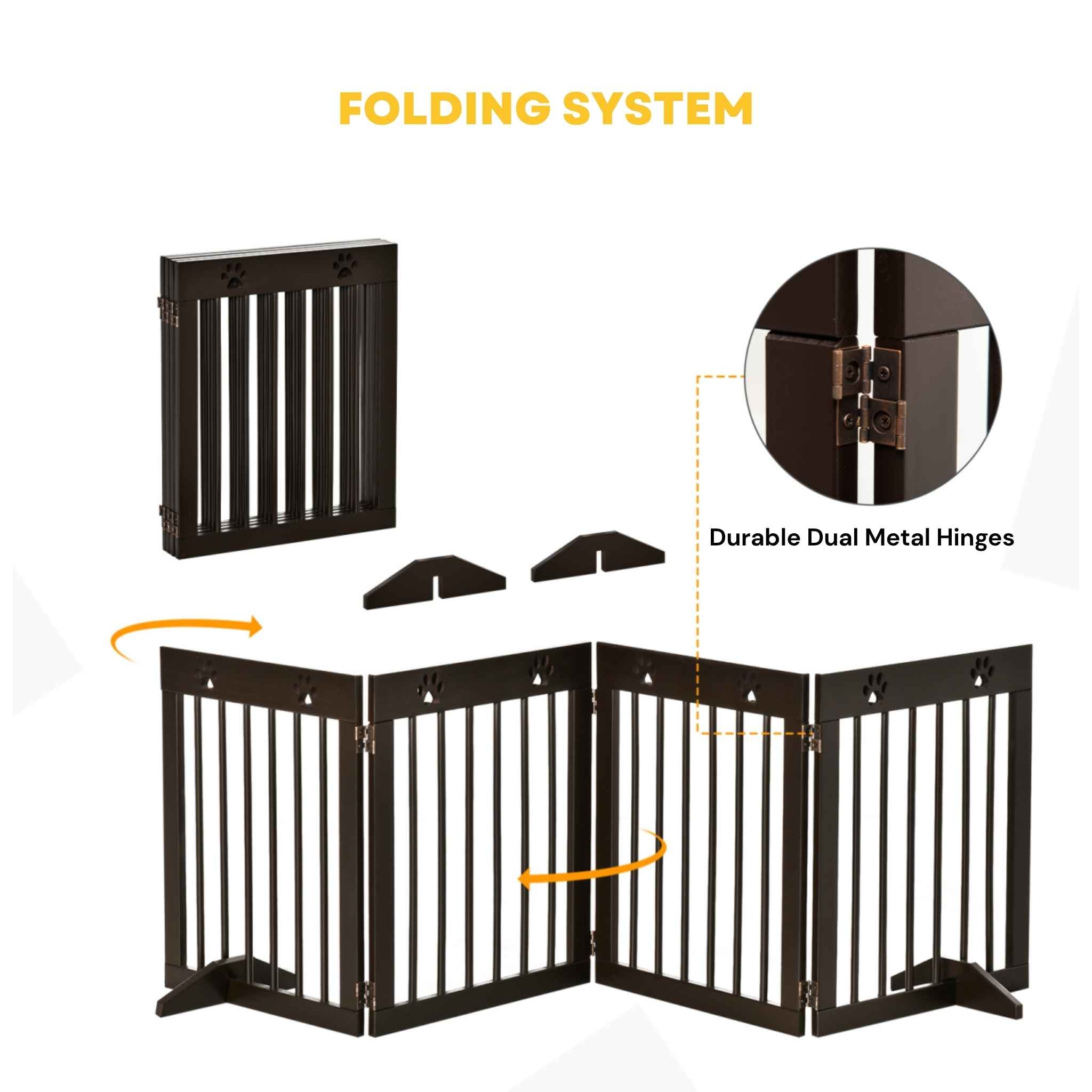 Wide black dog barrier folding system