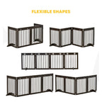Wide black wooden dog gate in various shapes