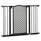 Wide decorative black dog gate