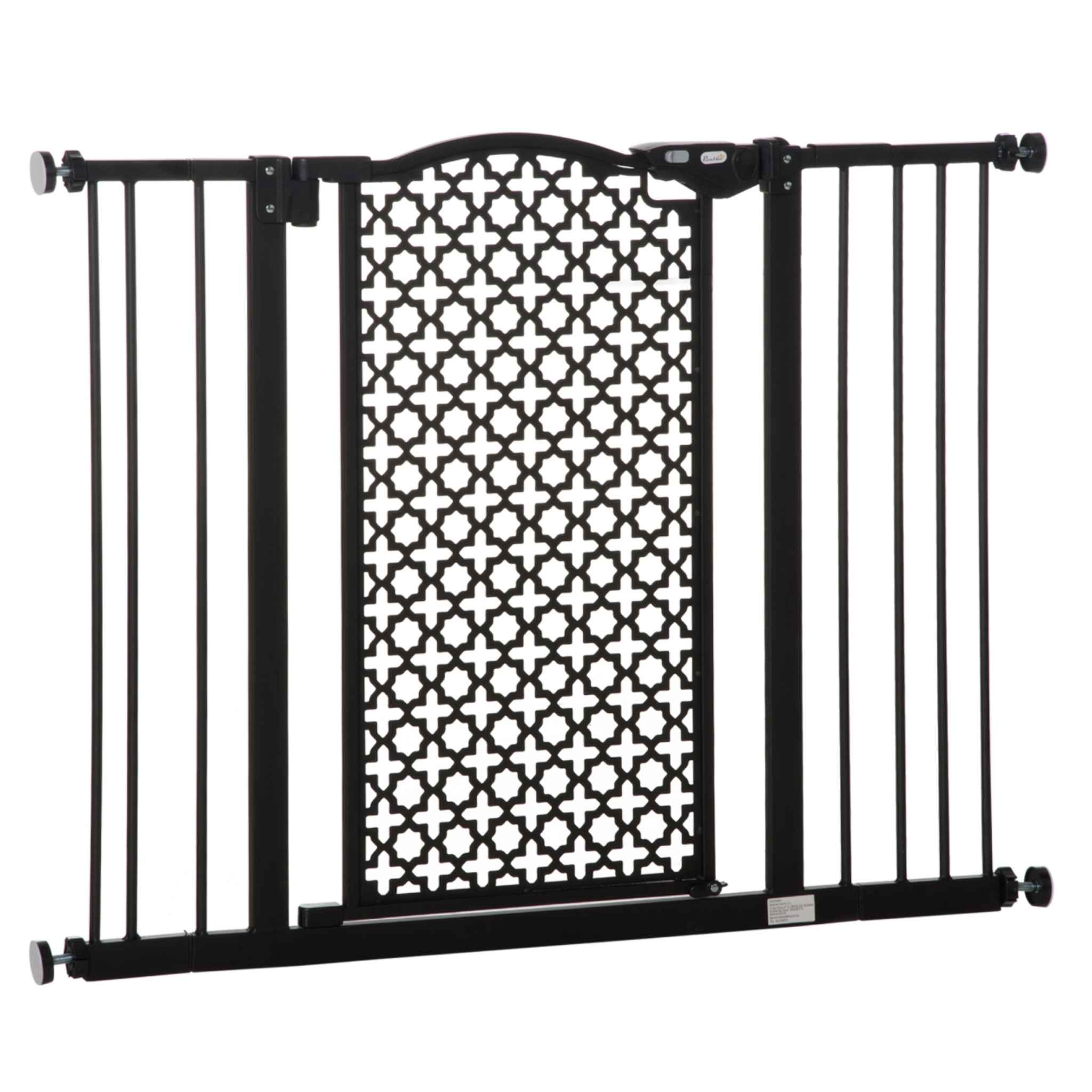 Wide decorative black dog gate