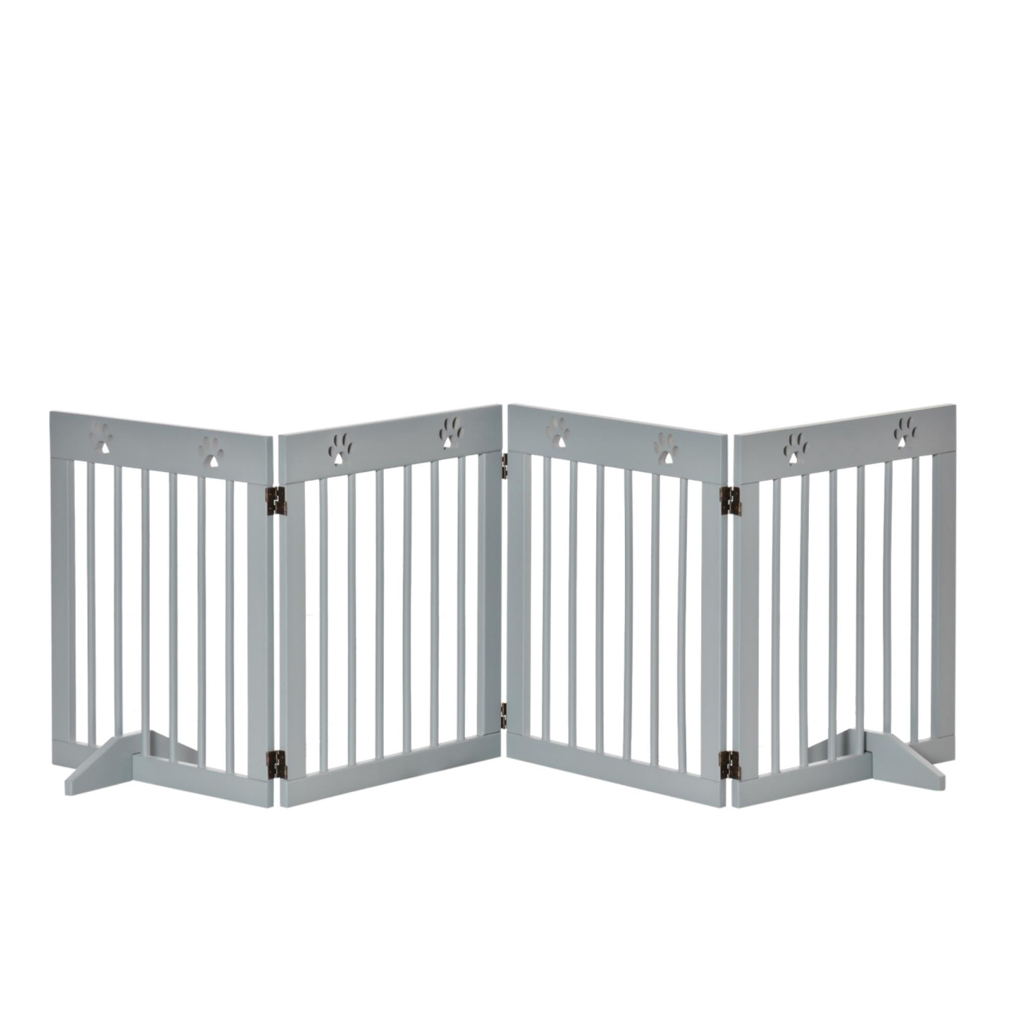 Wide freestanding pet gate 4 grey panels 204cm x 61cm