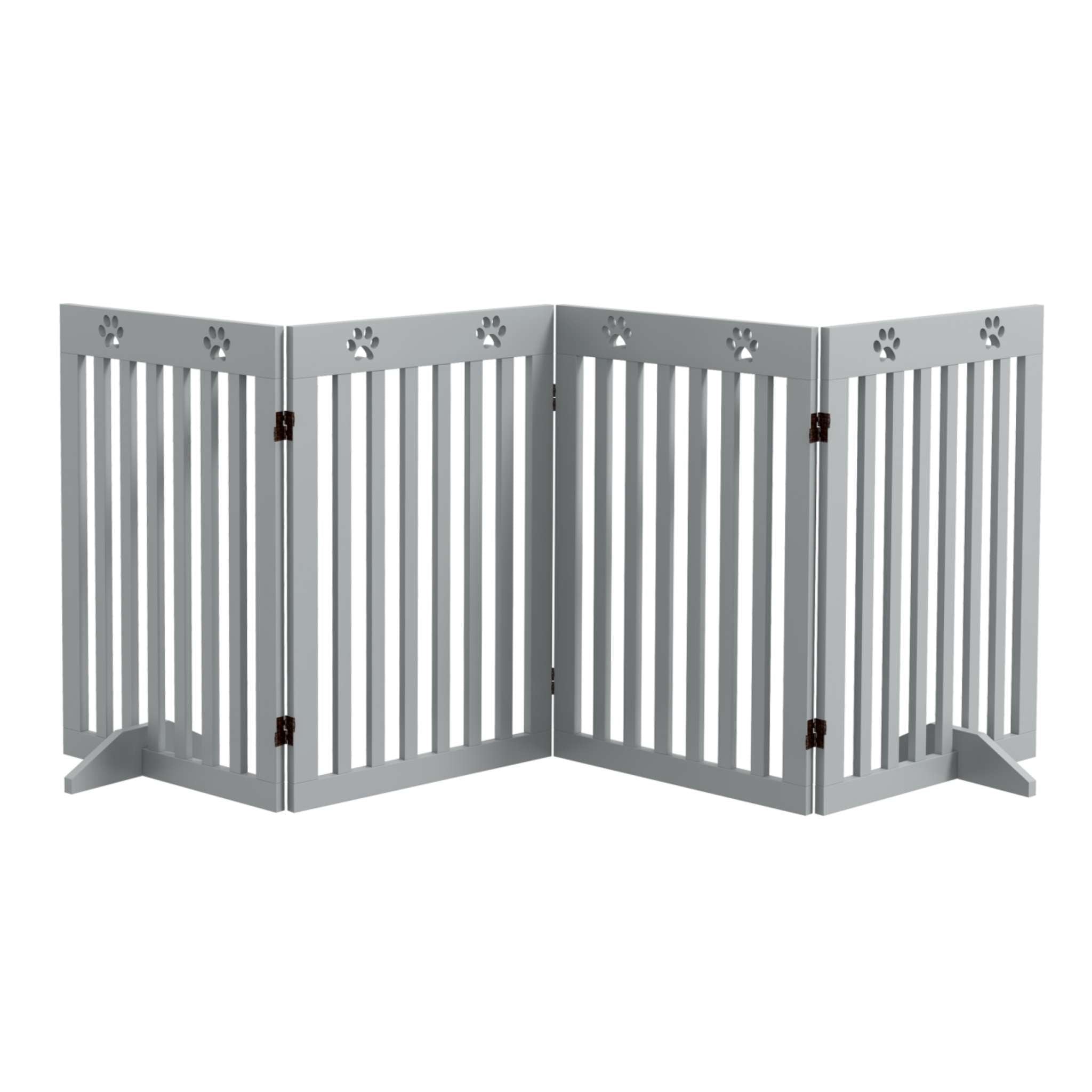 Wide freestanding pet gate 4 grey panels 204cm x 75cm
