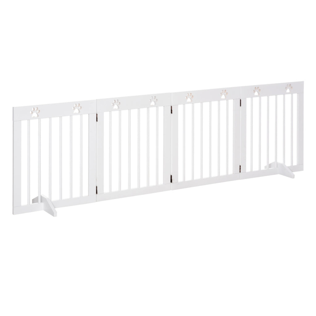 Wide freestanding pet gate 4 white panels 204cm x 61cm