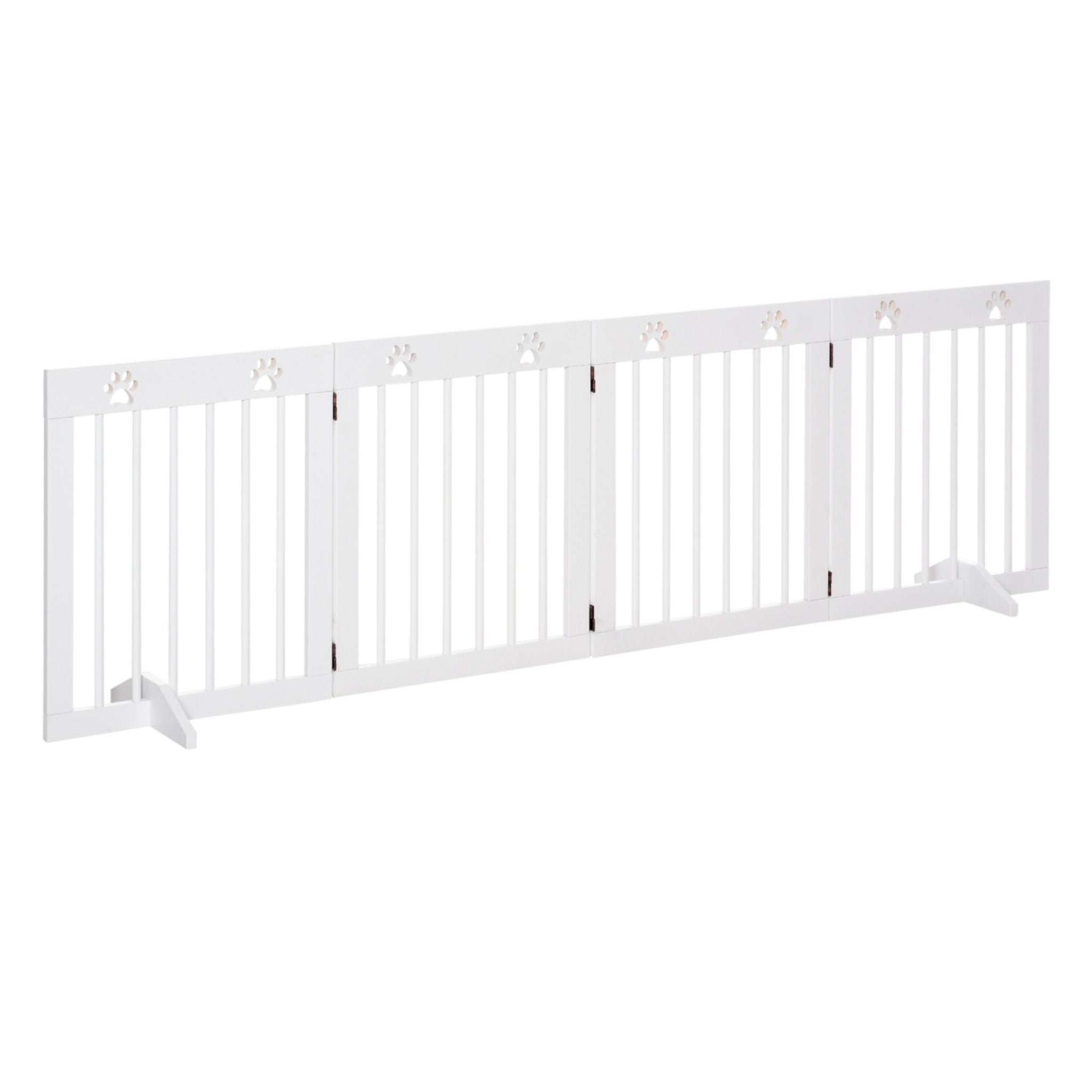 Wide freestanding pet gate 4 white panels 204cm x 61cm