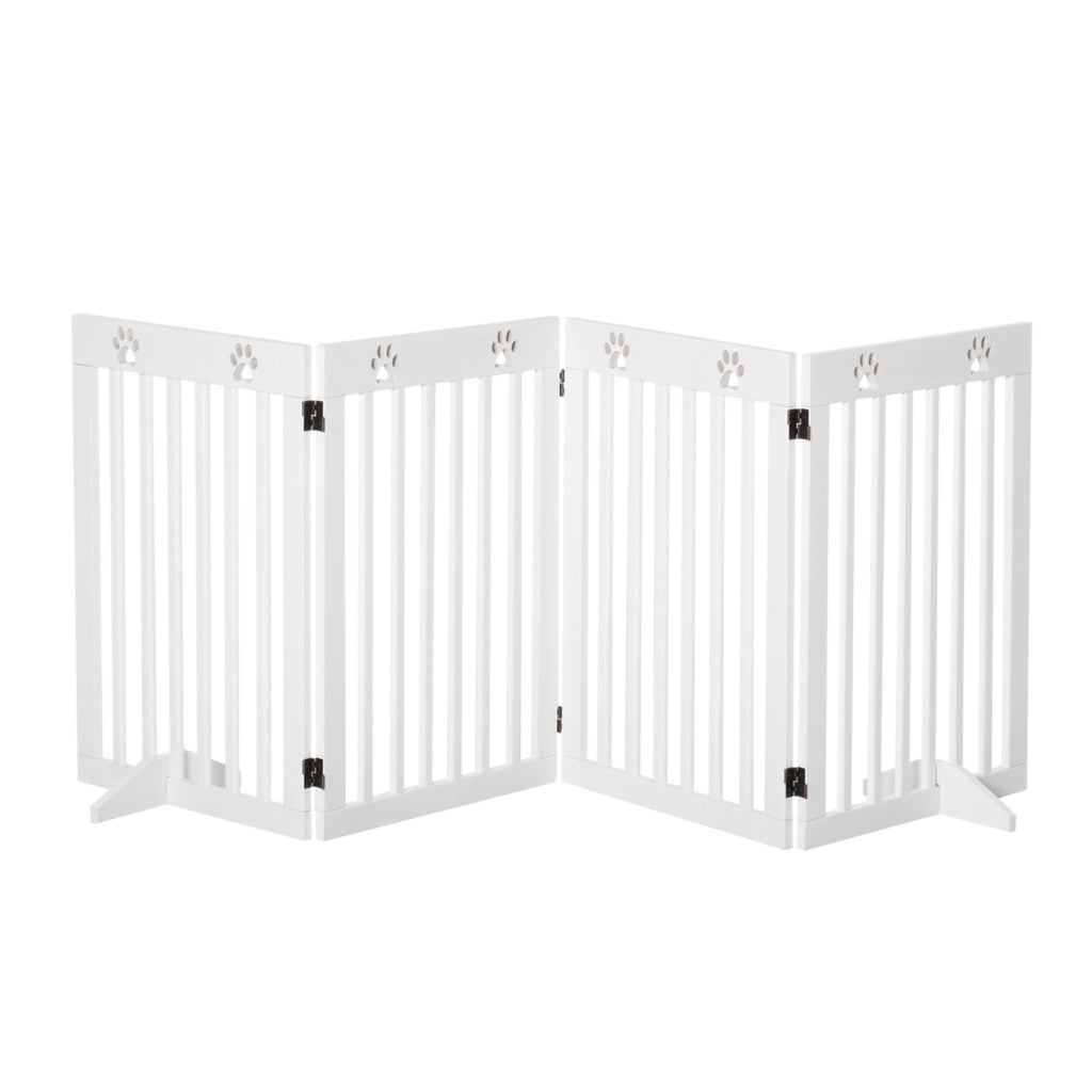 Wide freestanding pet gate 4 white panels 204cm x 75cm