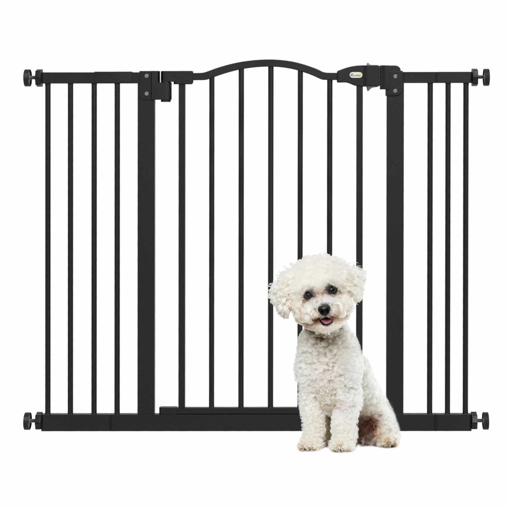 Wide pet gate black 74–100cm x 78cm