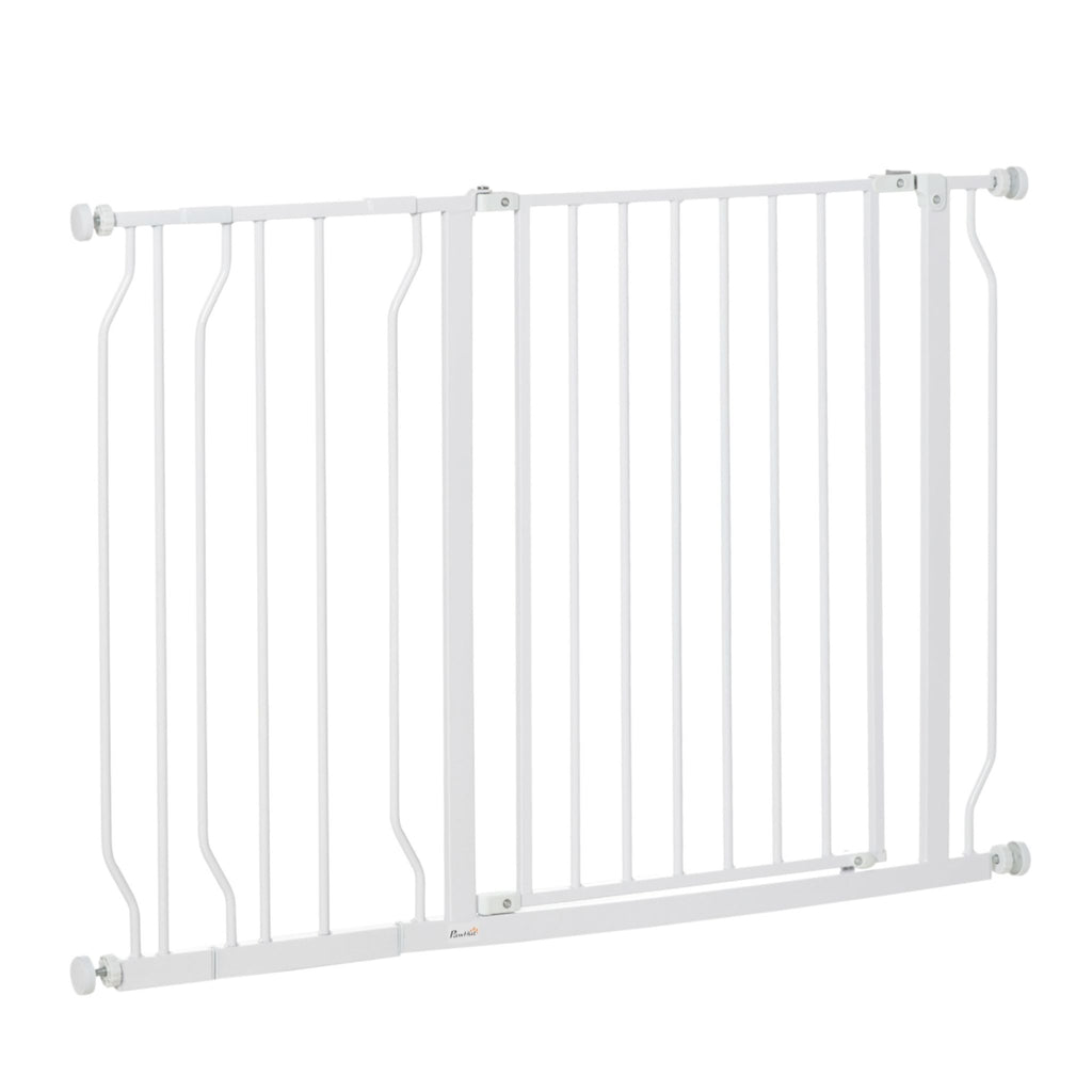 Wide white dog gate 75-115cm x 76cm