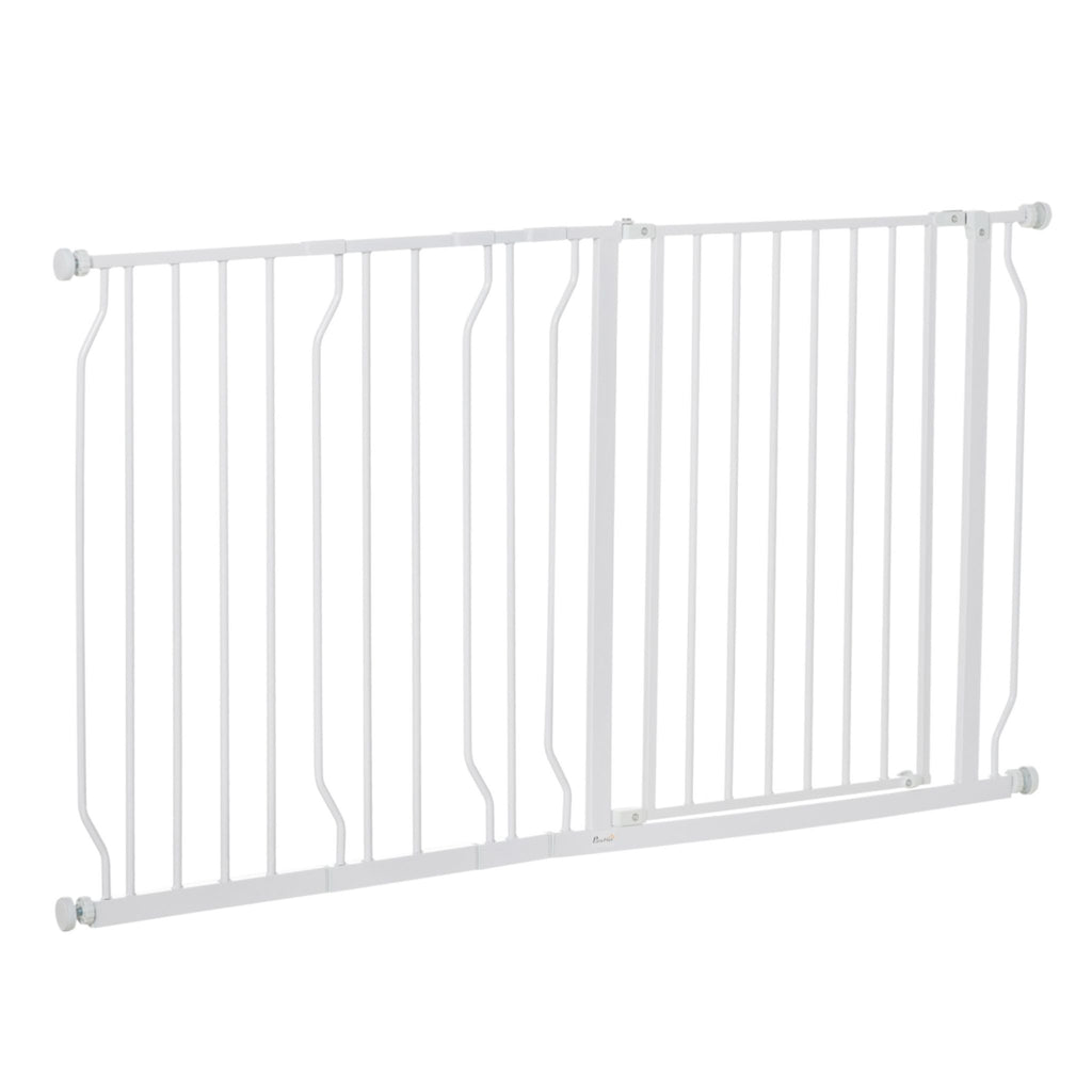 Wide white dog gate 75-145cm x 76cm