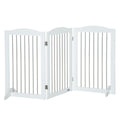 Wide white freestanding wooden pet gate