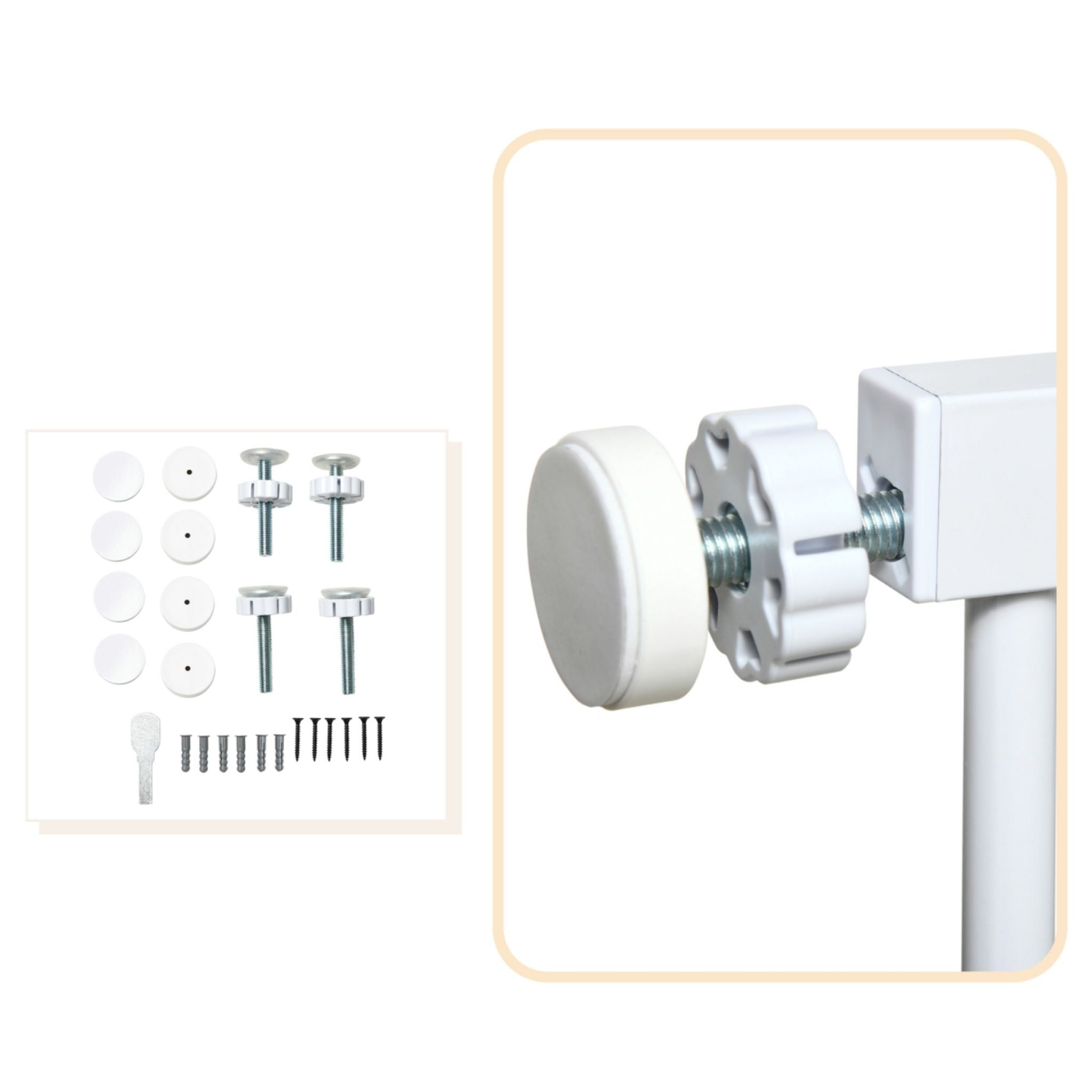 Wide white metal pet gate pressure fit system