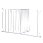 Wide white pet barrier in open position