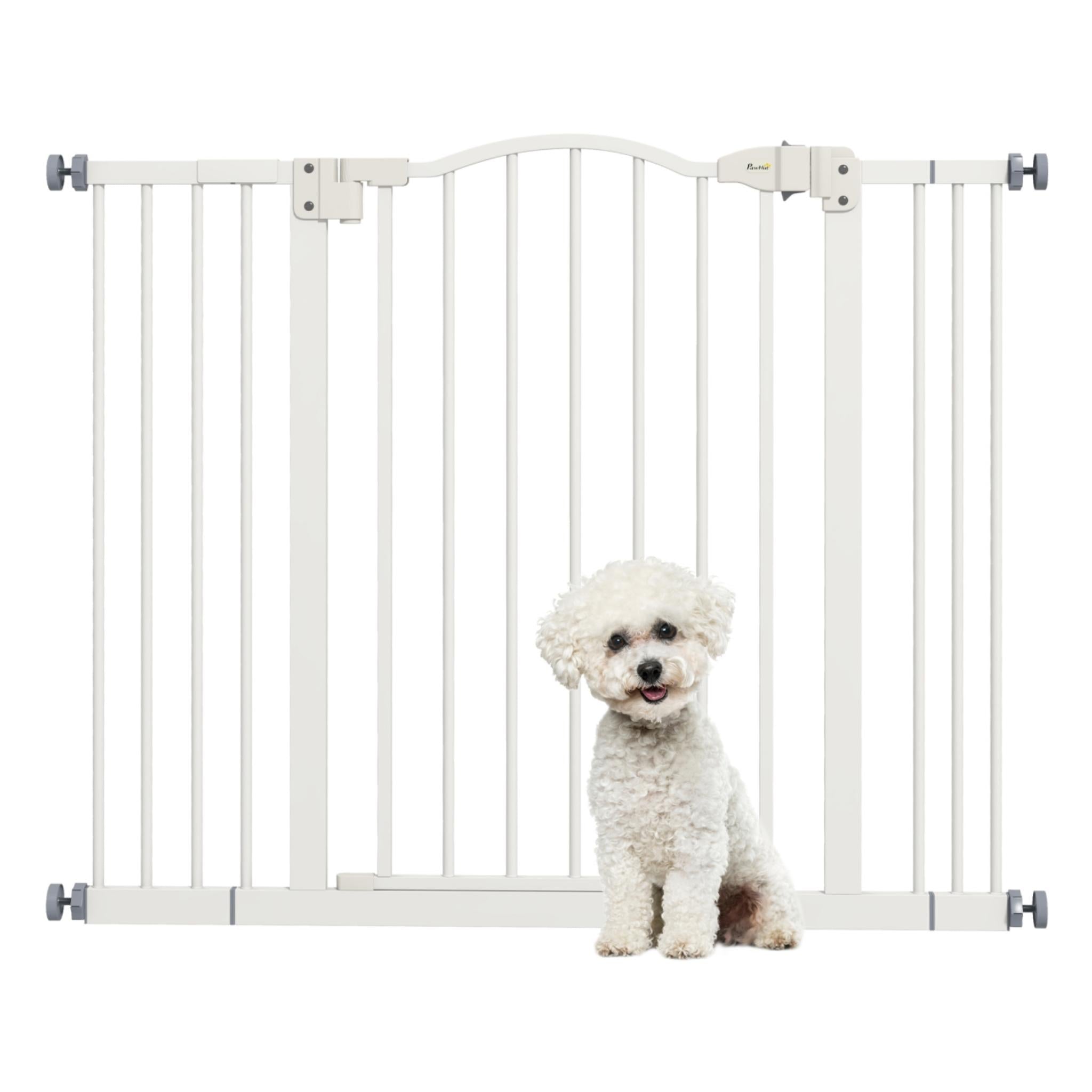 Wide white pet gate 74–100cm x 78cm