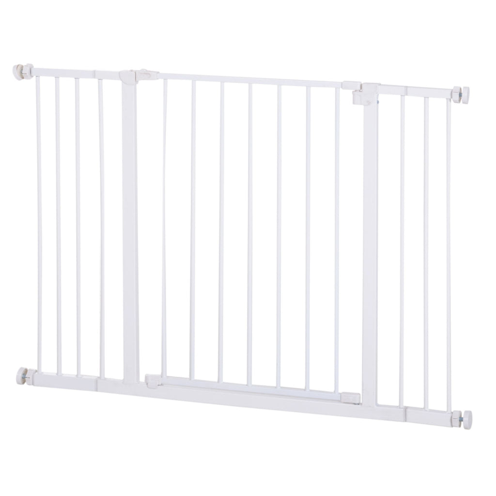 Wide white pet gate 76-107cm x 76cm