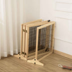Wooden freestanding extra wide dog gate folded