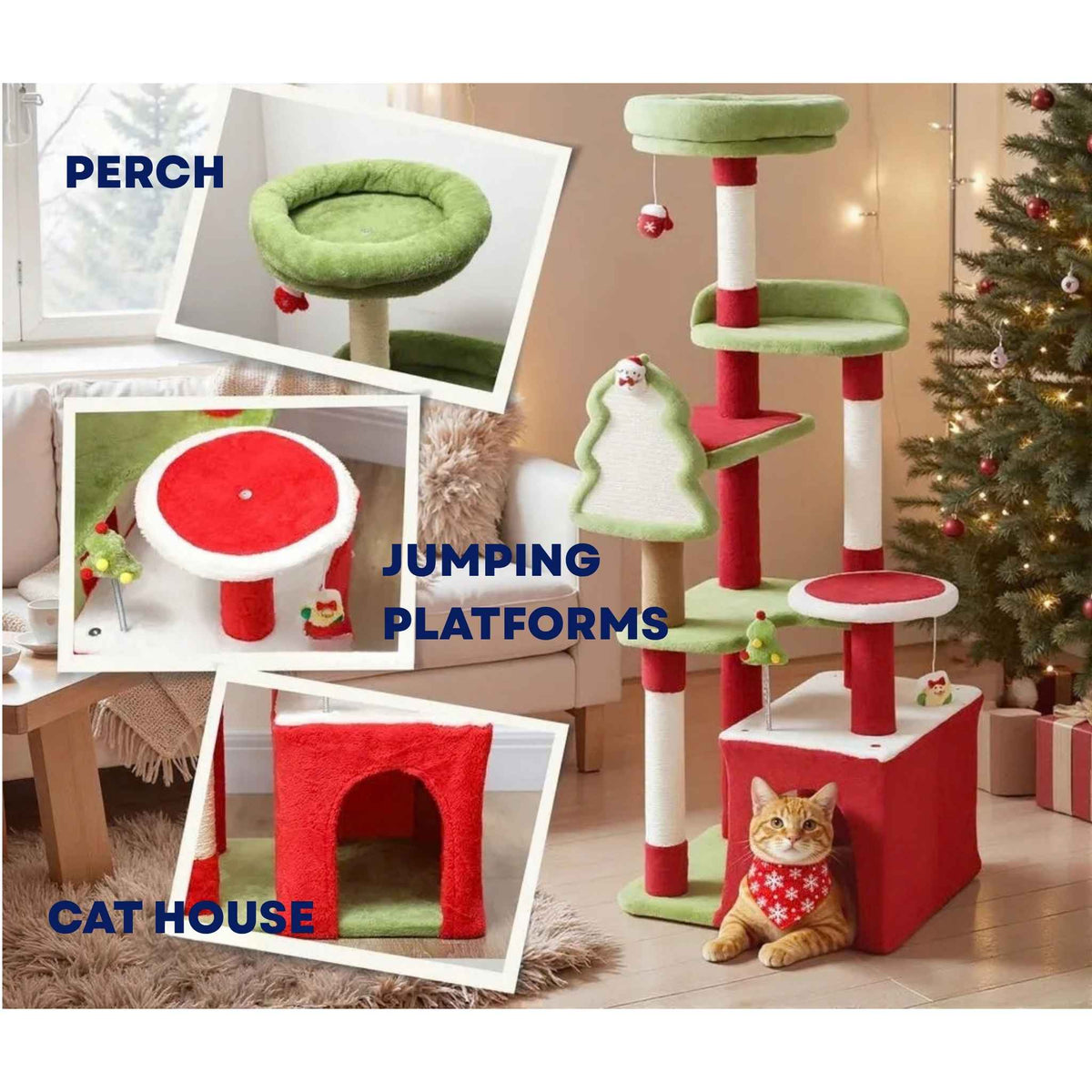 Xmas cat tree features